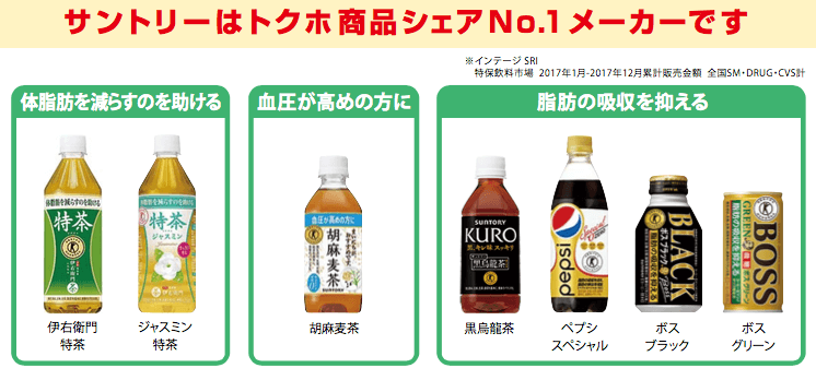 サントリーならではの「トクホ」商品が充実!